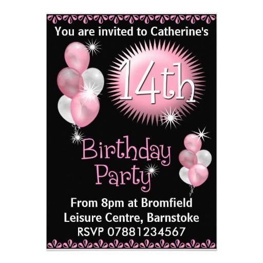 14th Birthday Party Invitation Templates Free