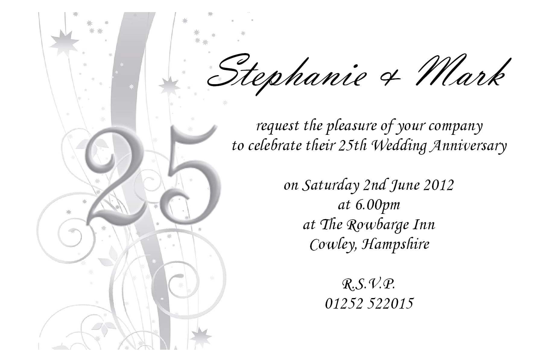 25th Anniversary Invitation Template Free