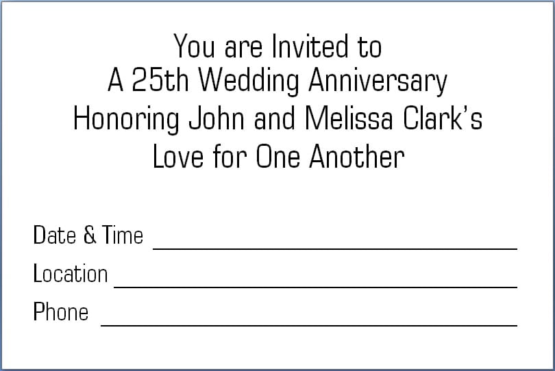 25th Anniversary Invitation Templates Free Invitationorb com