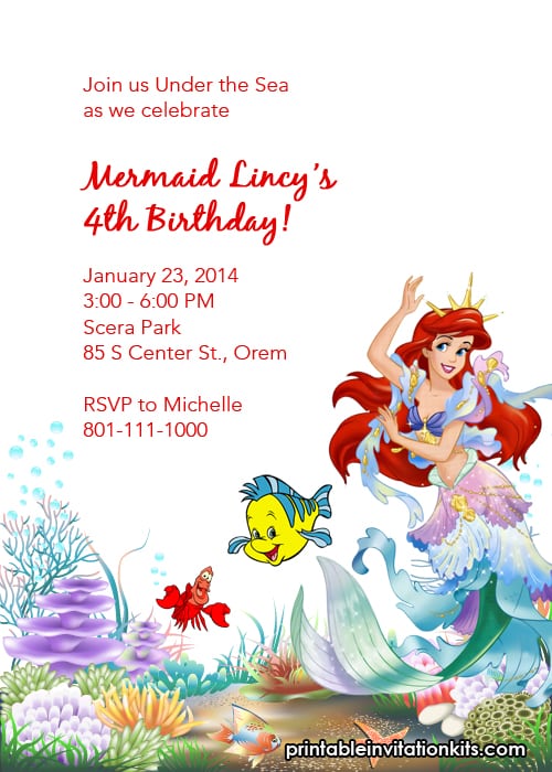 Ariel Invitation Free