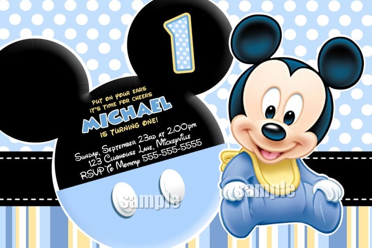 Baby Mickey Mouse Invitation