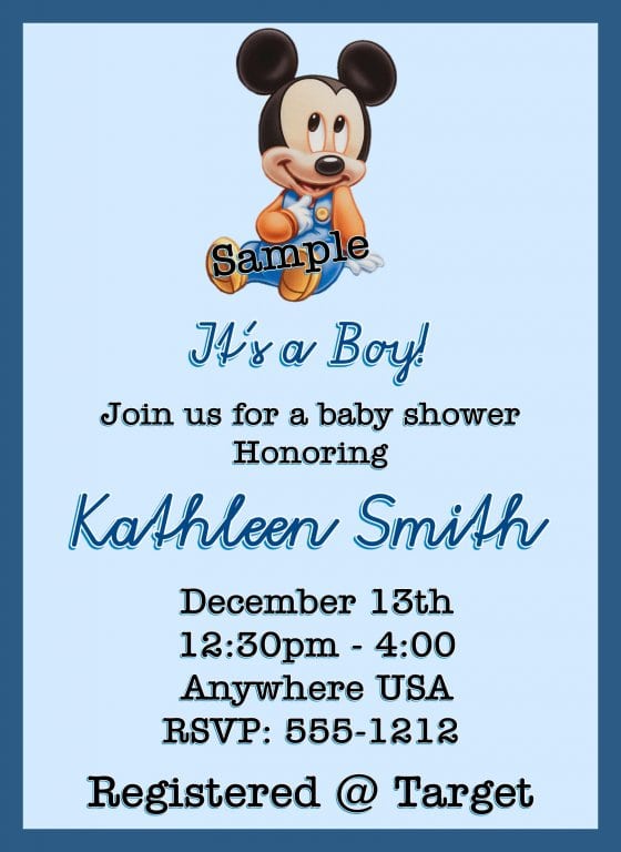Baby Shower Mickey Mouse Invitations