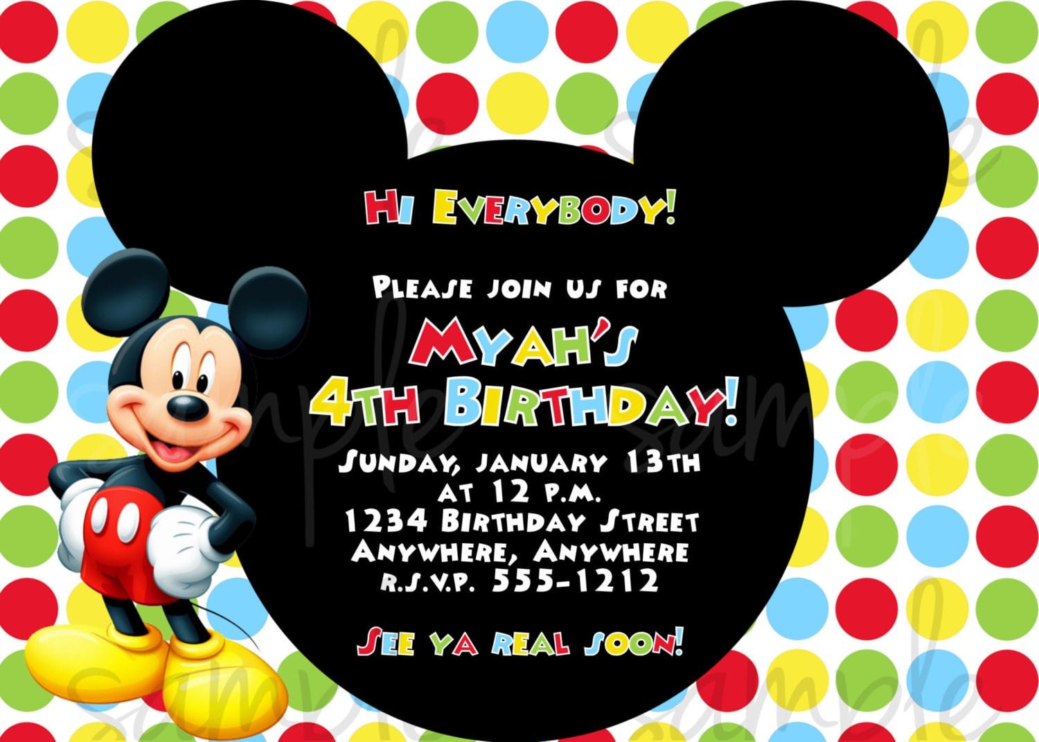 Birthday Invitation Mickey Mouse Template
