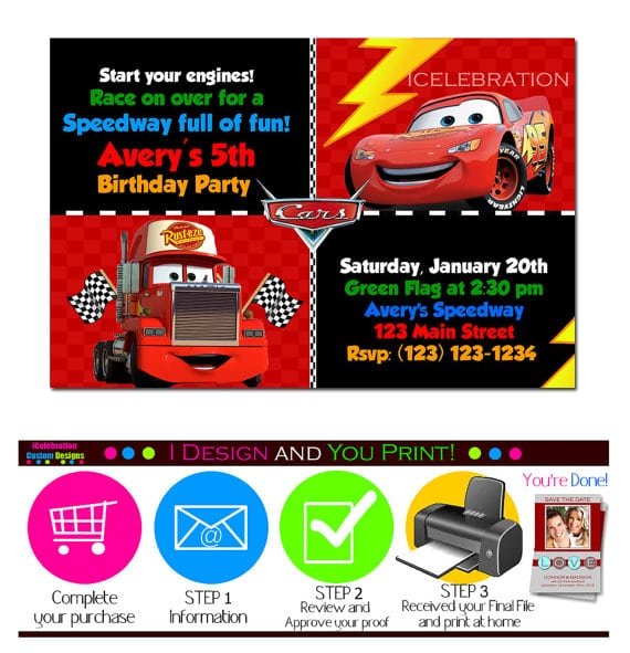 Free Cars Birthday Invitations Print