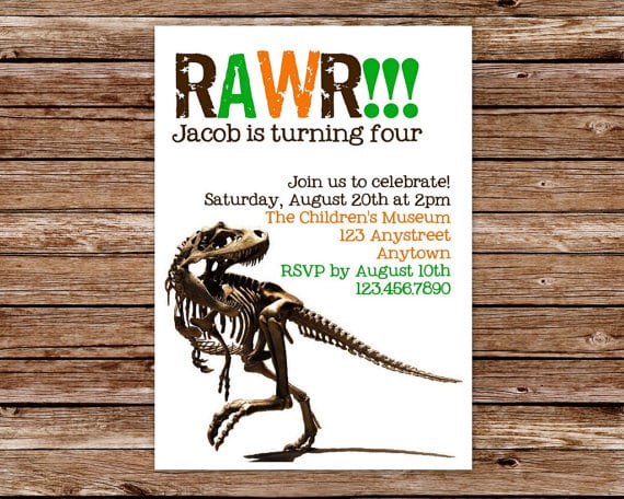 Free Dinosaur Printable Birthday Invitations