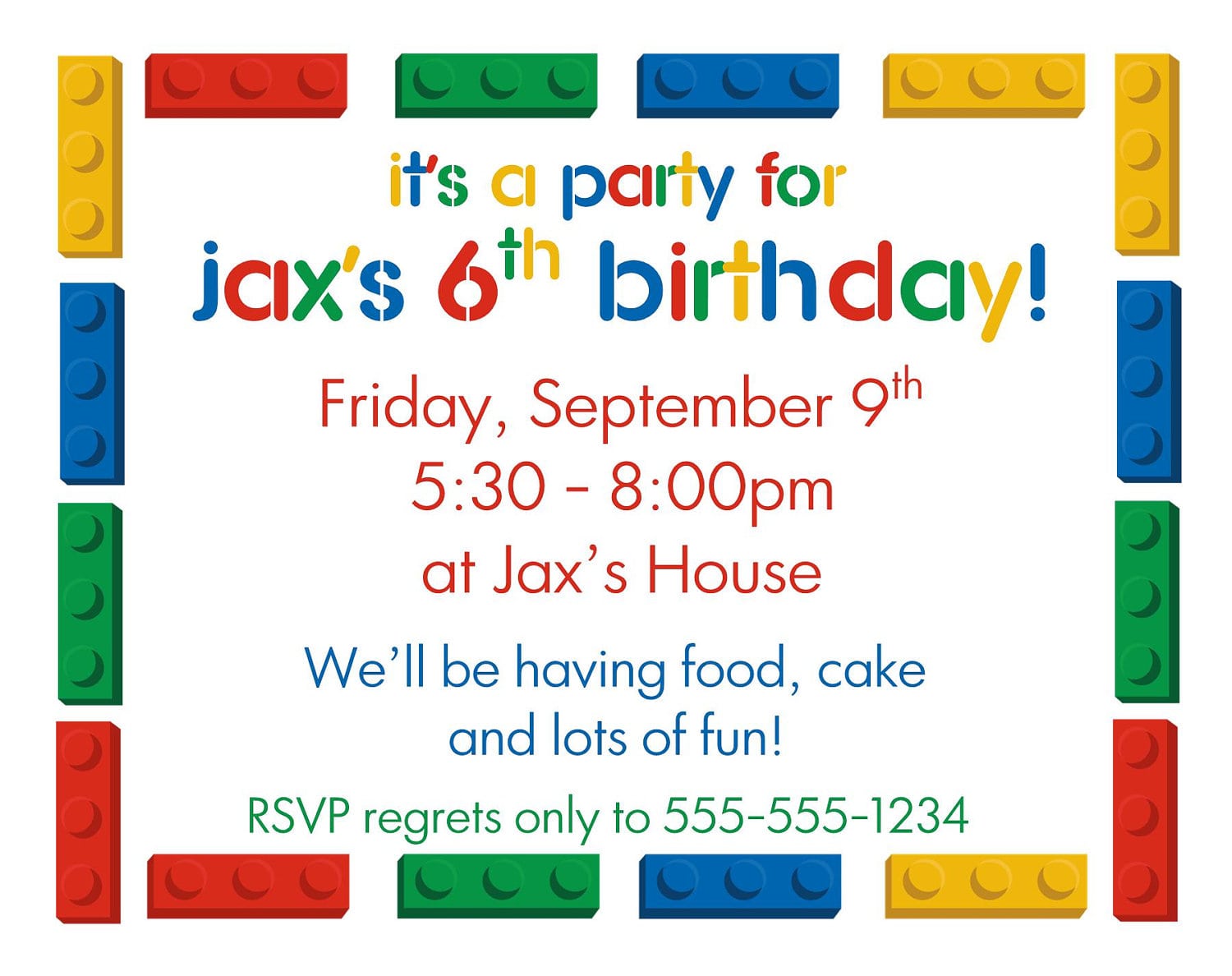 Free Lego Birthday Party Invitation Templates