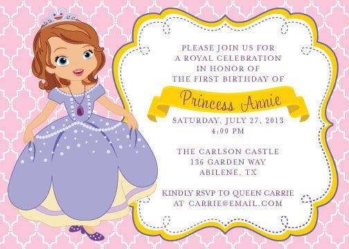 Free Princess Sofia Invitation Template