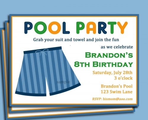 Free Printable Swim Party Birthday Invitations