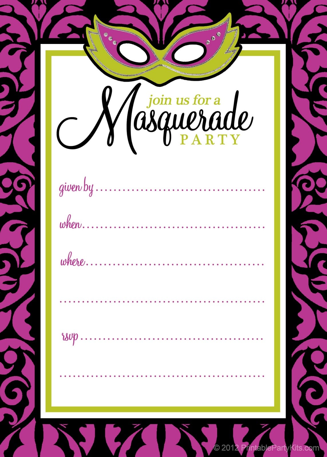 Mardi Gras Scroll Invitation Template