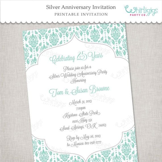 Printable 25th Anniversary Invitation Free