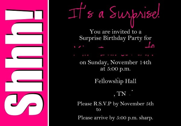 Surprise 18th Birthday Invitation Wording
