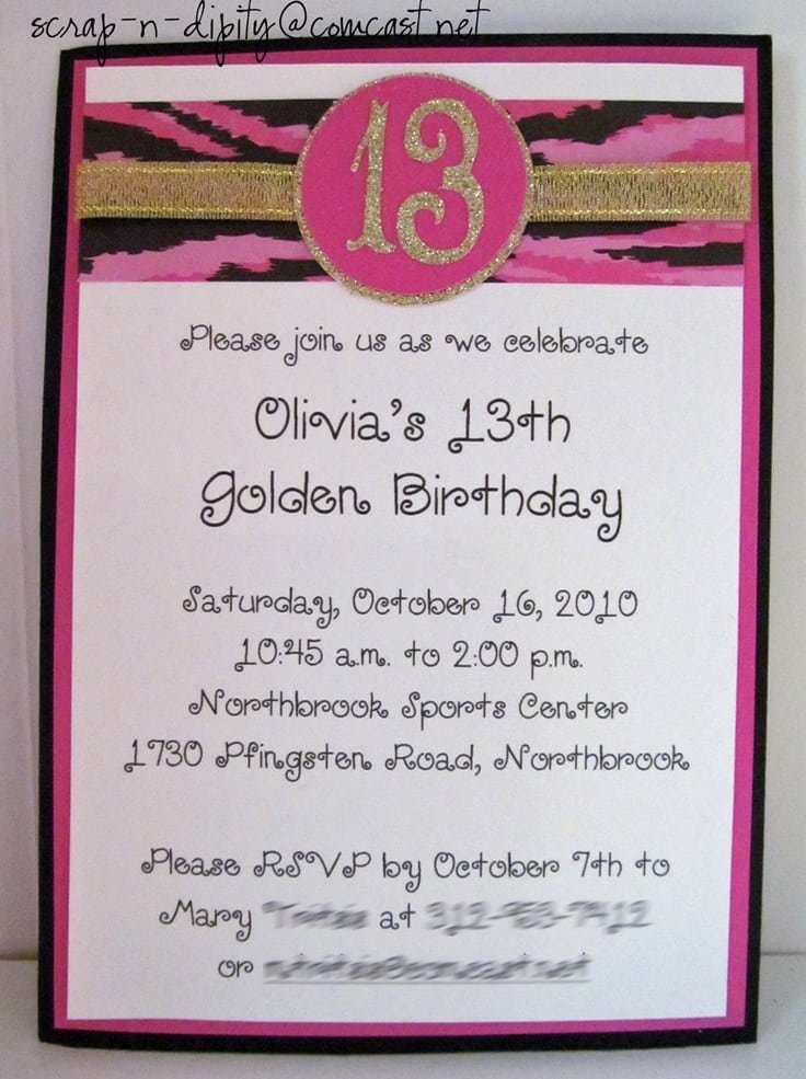 13 Year Old Birthday Invitation Ideas