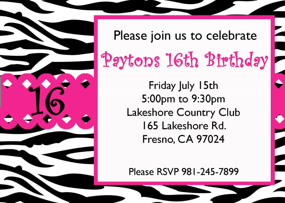 16th Birthday Invitation Cards Printable