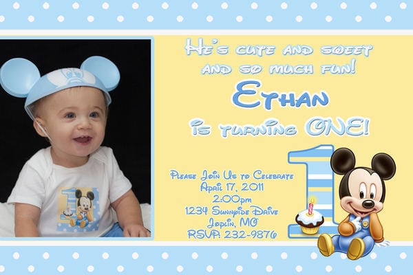 1st Birthday Mickey Mouse Invitation Template