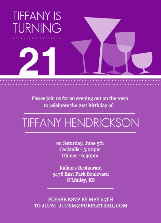 21st Birthday Party Invitations Free Templates