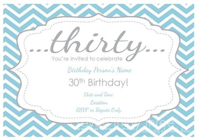 30th Birthday Invitations Printable Free