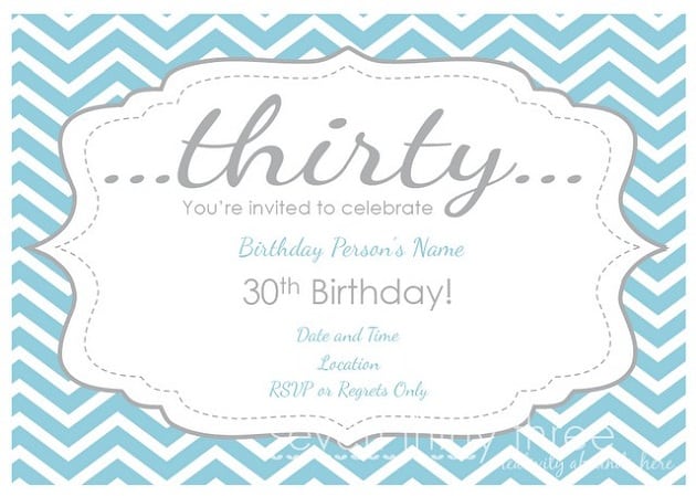 30th Birthday Invitations Printable Free