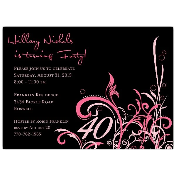 40th Birthday Party Printable Invitations