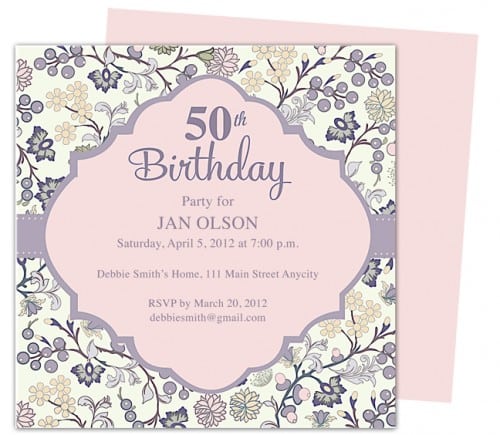 50th Birthday Party Invitation Template
