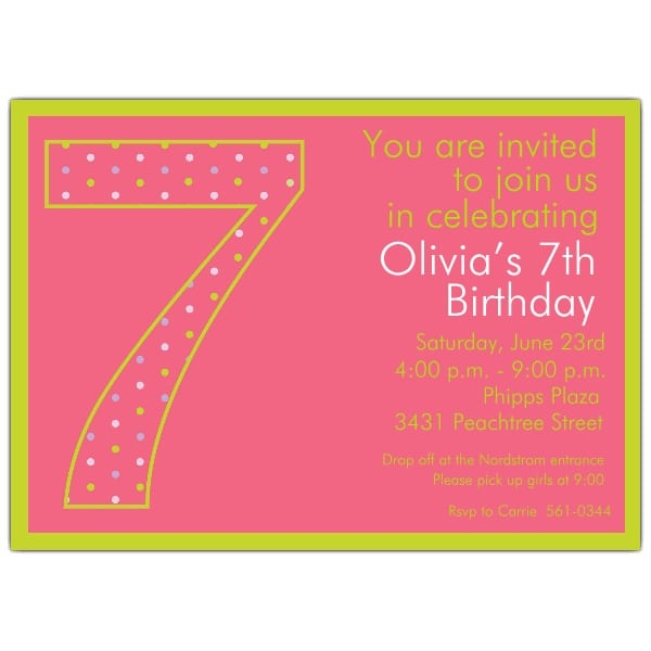 7th Birthday Invitation Ideas