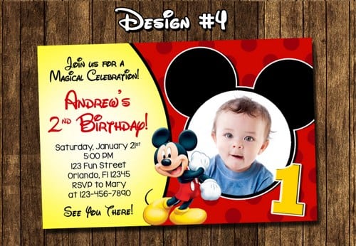 Baby Mickey Mouse Birthday Invitation Card