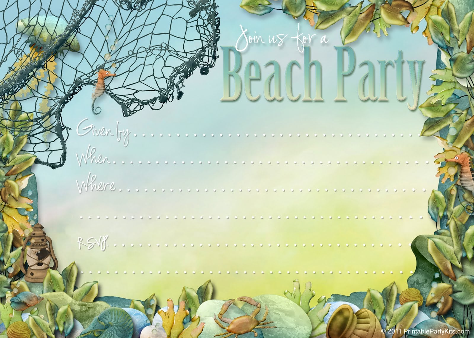 Beach Invitation Printable Free