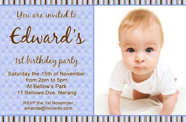 Bday Invitation Card For 1 Year