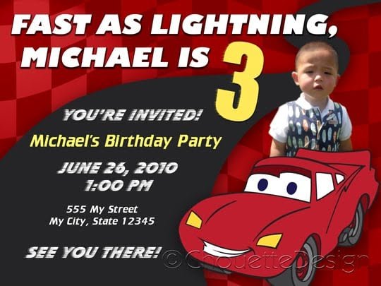 Cars Themed Birthday Invitations