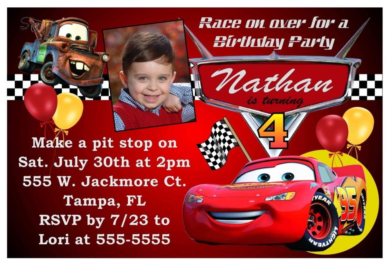Cars Themed Birthday Party Invitations