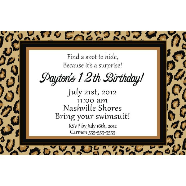 Cheetah Print Invitations Free