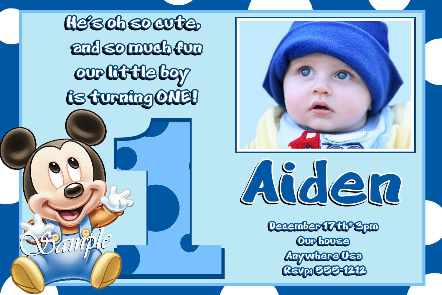 First Birthday Mickey Mouse Invitation Wording
