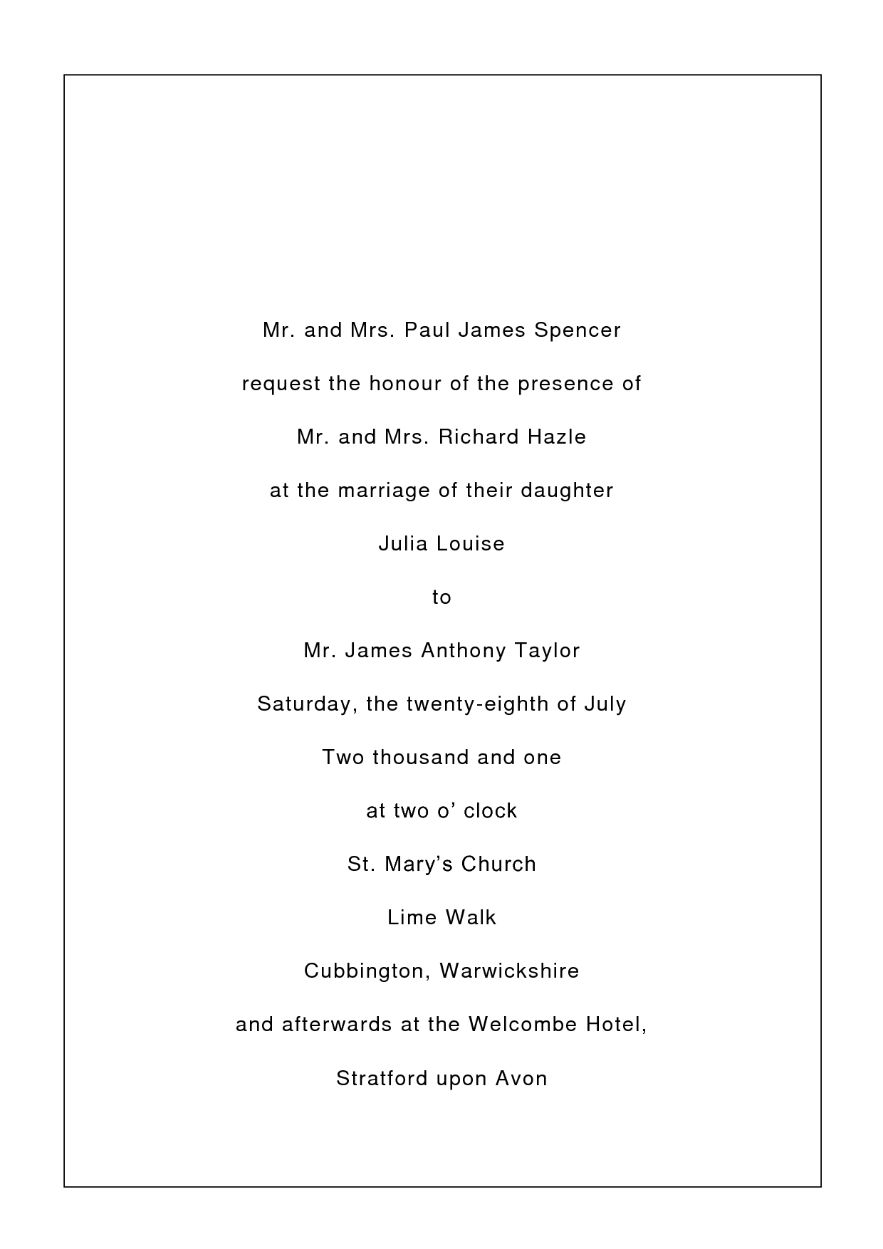 Formal Invitation Template For An Event