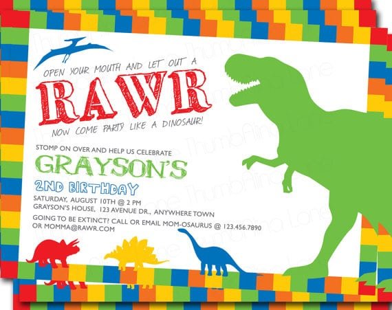 Free Dinosaur Party Invitations