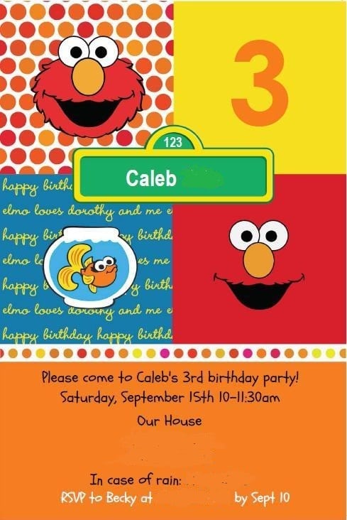 Free Elmo Design Free Printable Birthday Invitation Cards