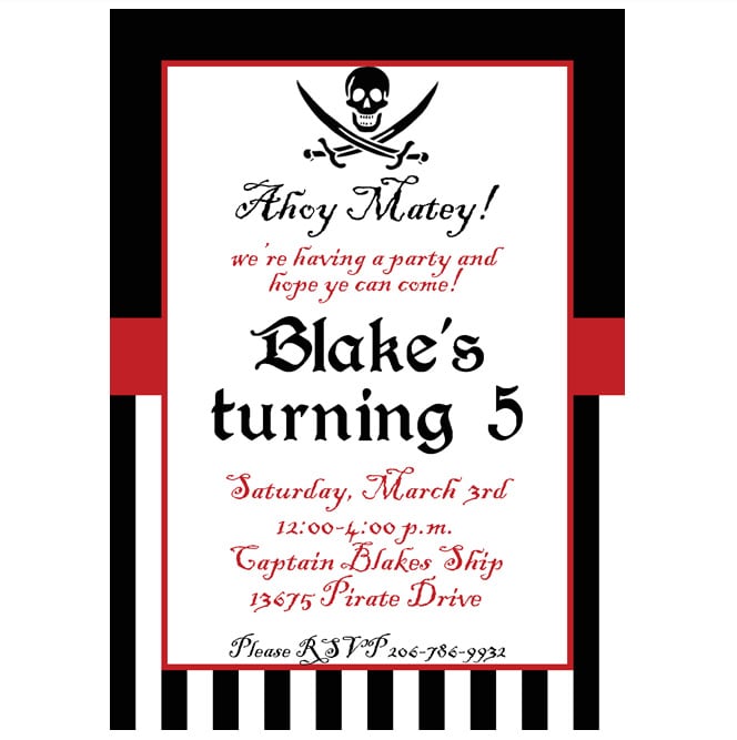 Free Pirate Printable Invitations