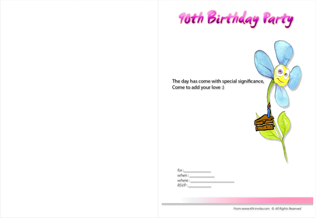 Free Printable Party Invitation For 90th Birthday