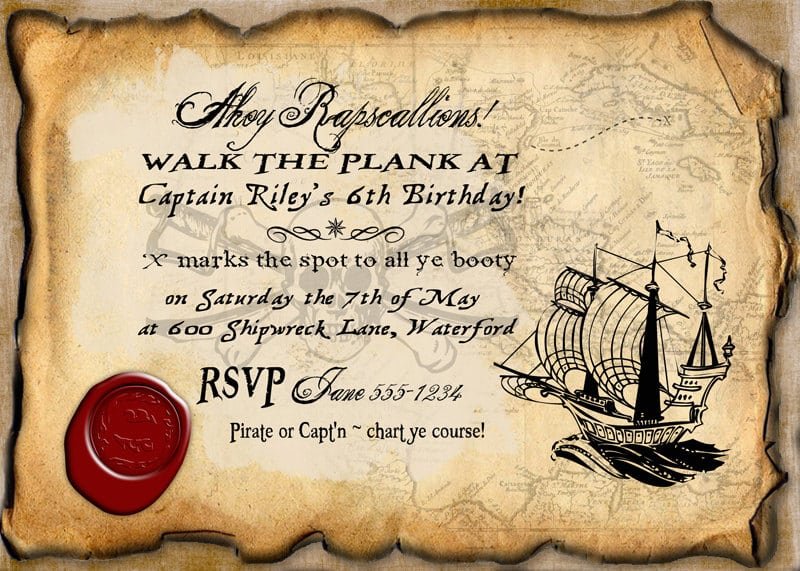 Free Printable Pirate Party Invitation Templates