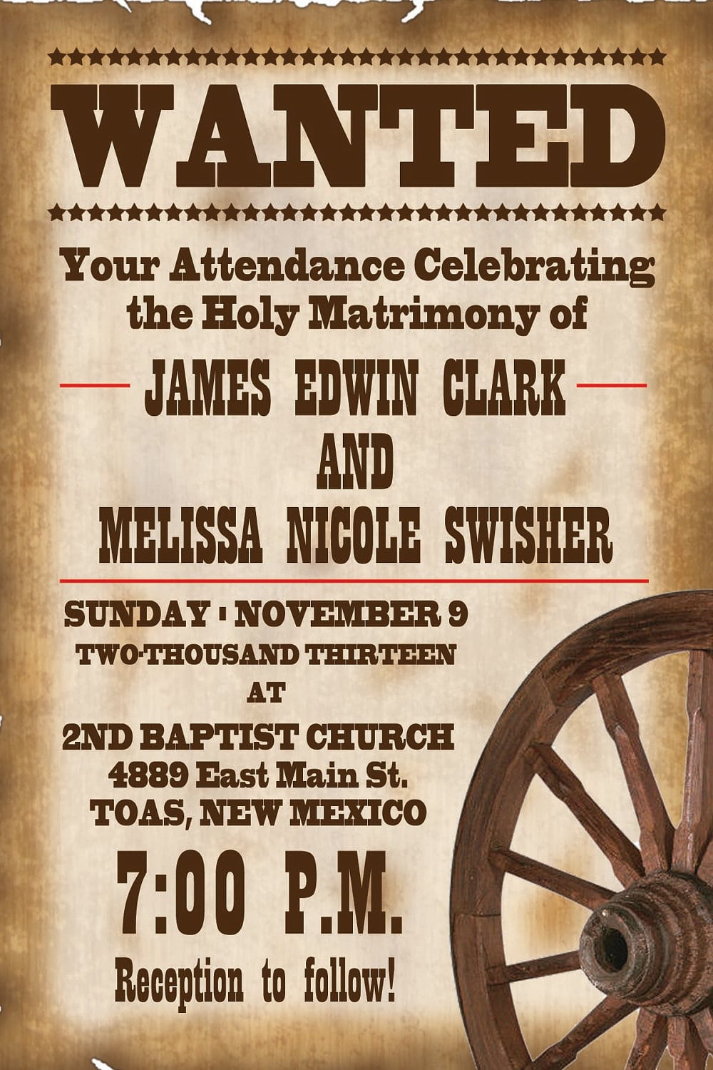 Free Western Wedding Invitation Samples