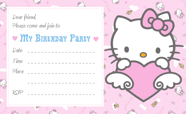 Hello Kitty Birthday Invitation Card