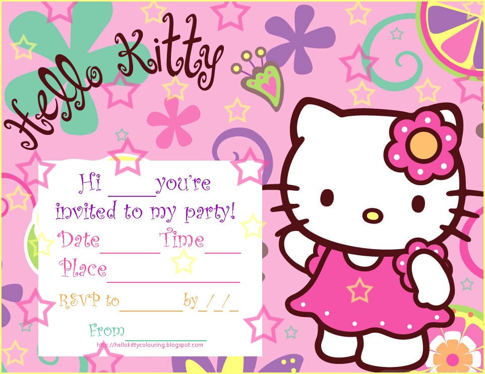 Hello Kitty Birthday Invitation Card Template Free