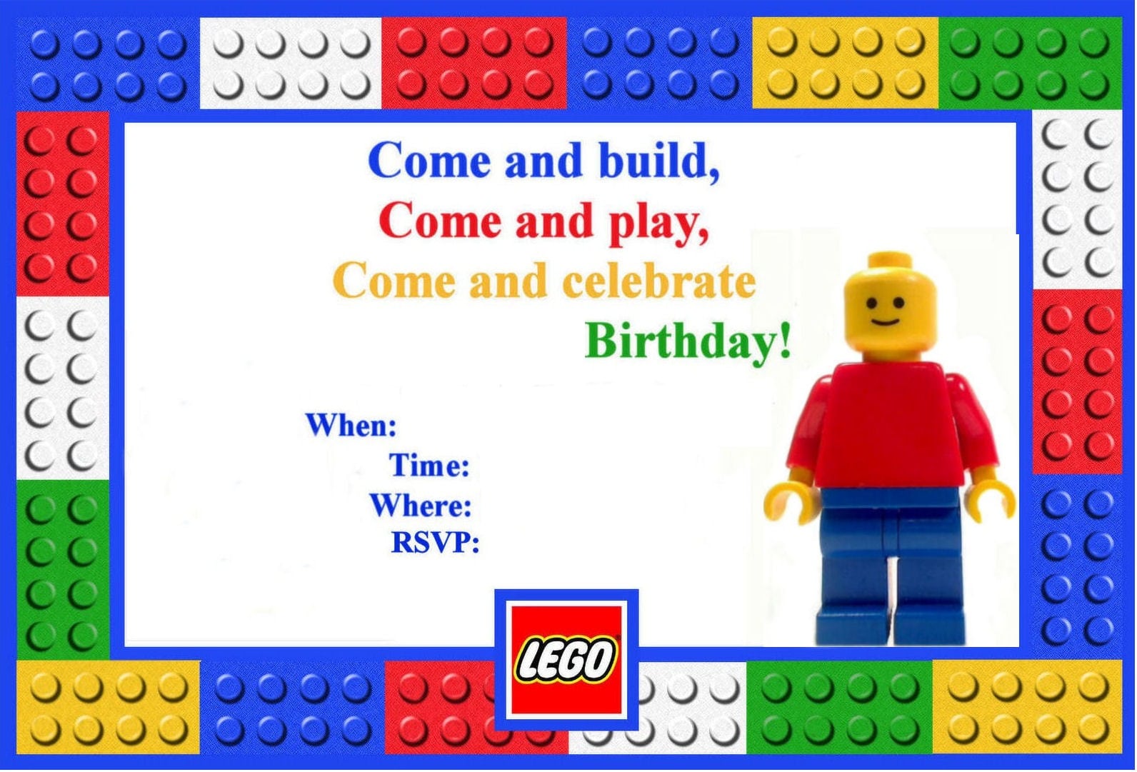 Lego Party Invitation Template