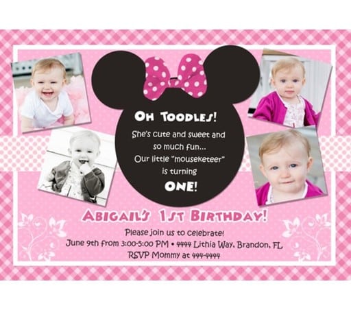 Minnie Mouse 1st Birthday Invitation Wording