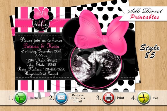 Minnie Mouse Baby Shower Invitations Etsy