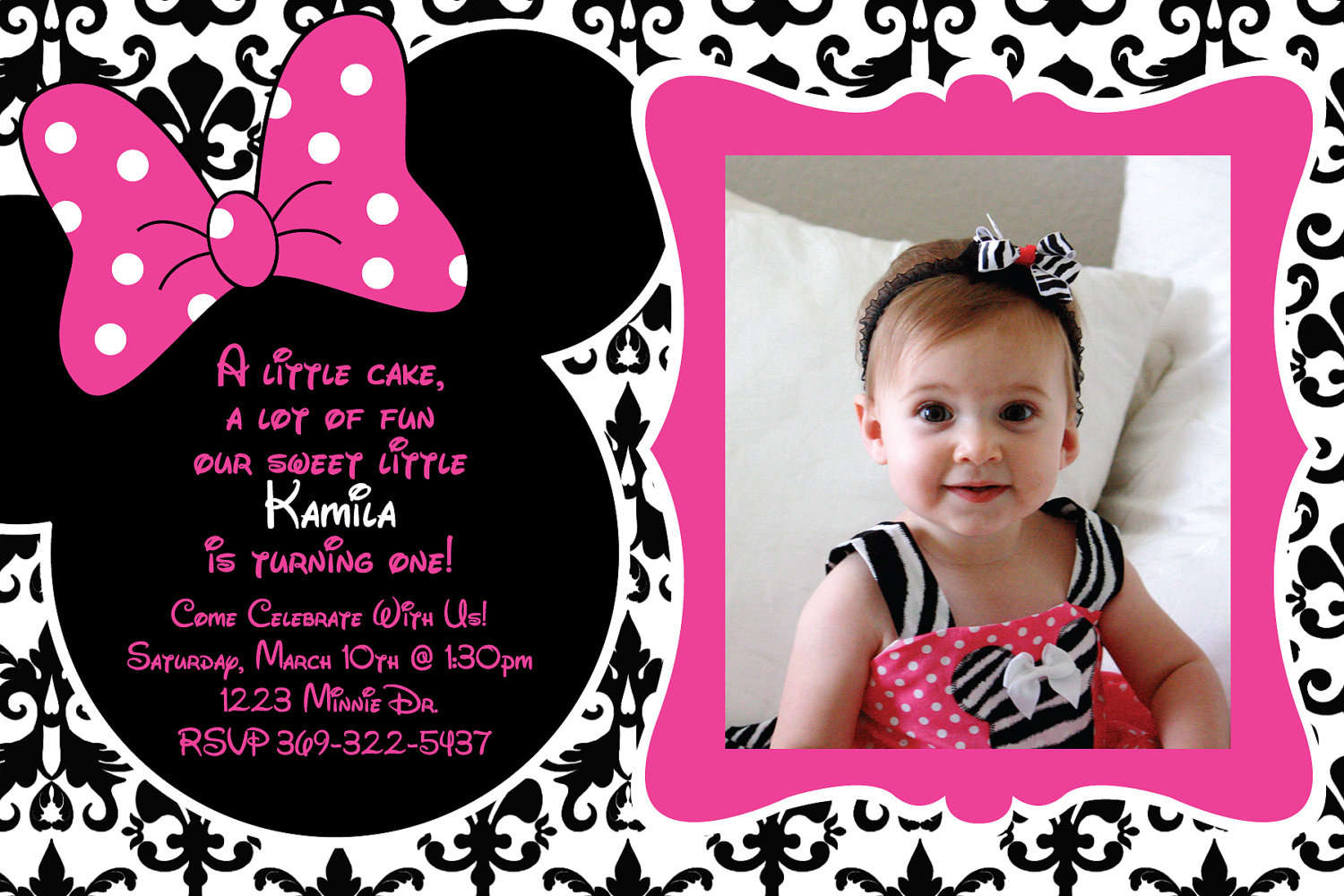 Minnie Mouse First Birthday Invitation Templates