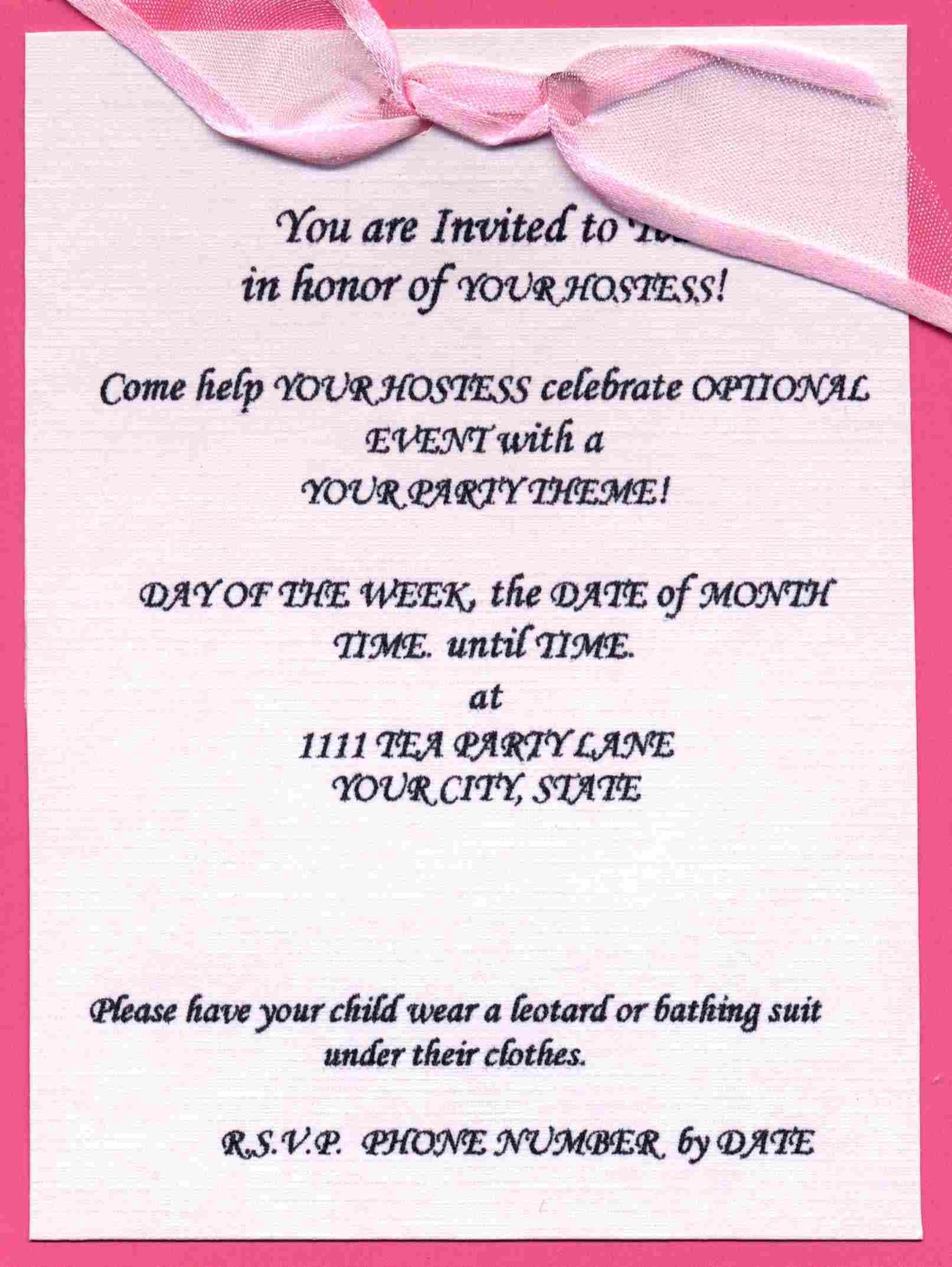 Party Invitation Sample Mail
