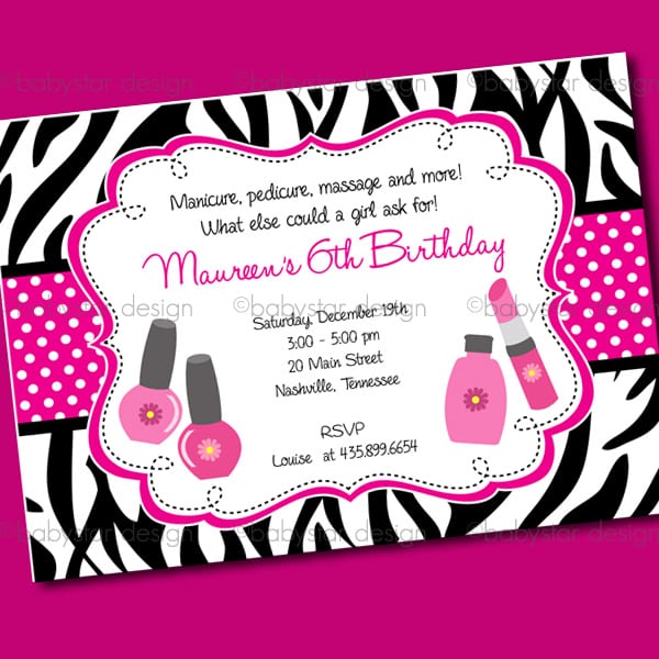 Party Invitation Template For Spa