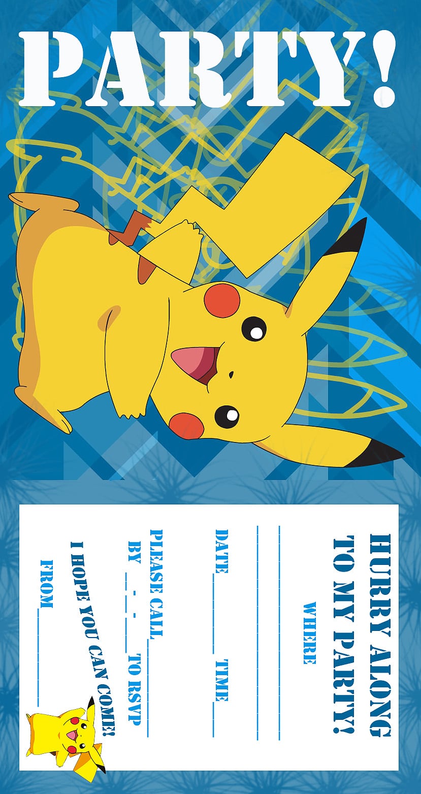 Pokemon Birthday Invitations Free