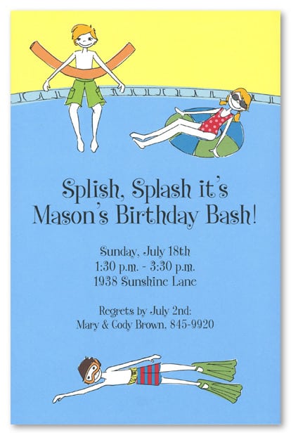 Pool Birthday Party Invitation Wording