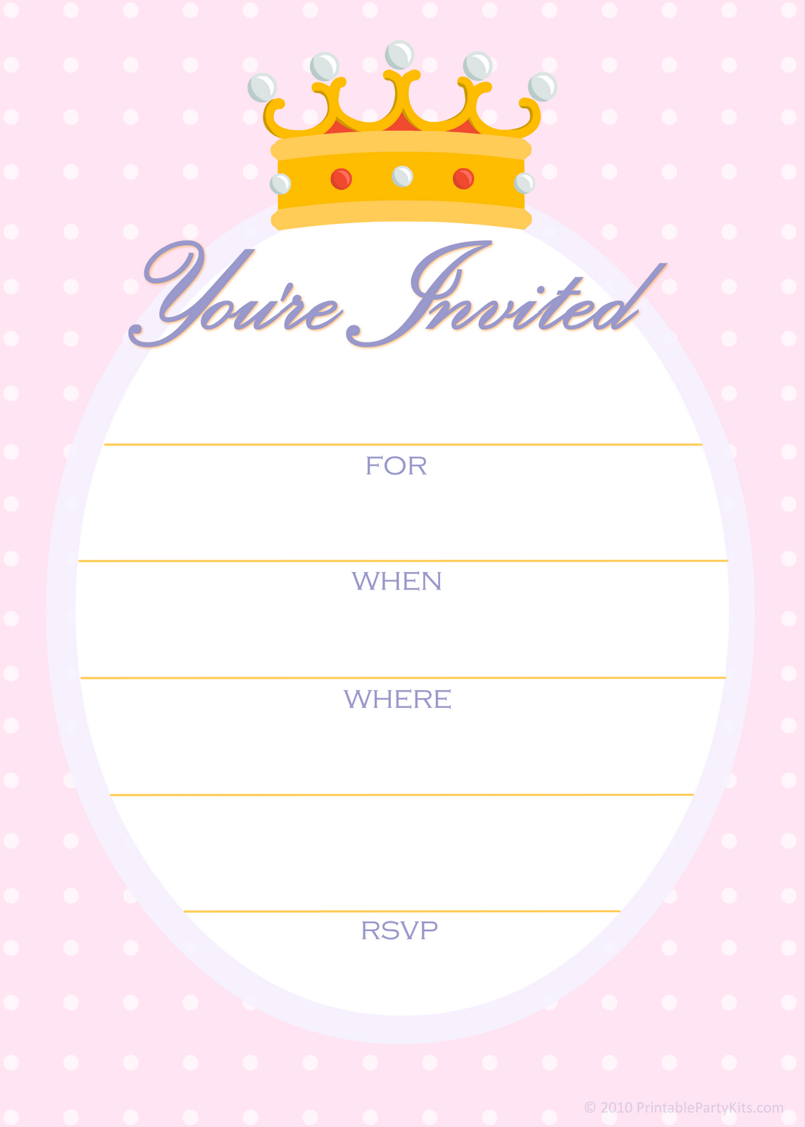 Princess Party Free Invitations