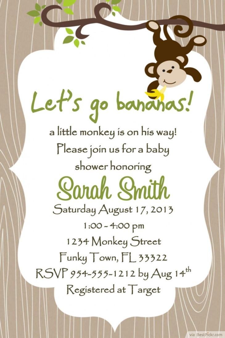 Printable Monkey Baby Shower Invitations For Girl
